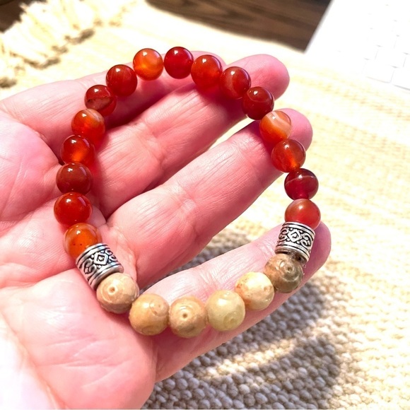 2/$30 Carnelian Soapstone Handmade Healing  Stretchy Bracelets 7 1/2" - Picture 5 of 6